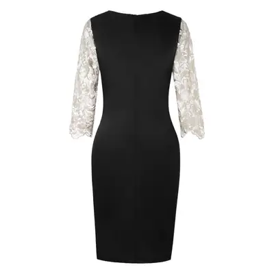 Black Lace Long Sleeve Dress for Girls Large Size
