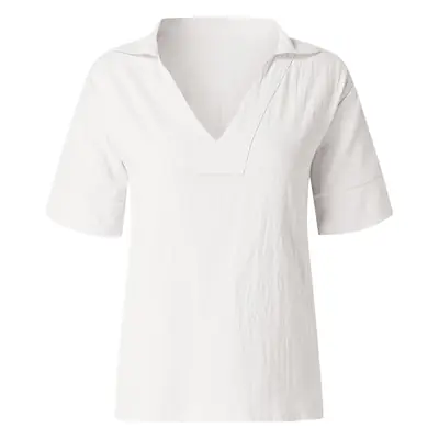 2026 V-Neck Linen Plus Size Women Shirt Mint Green