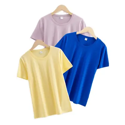 Women 80-Count Mercerized Cotton V-Neck T-Shirt Yellow Light