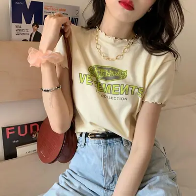 Women Navel-Baring T-Shirt Black 2025 Trendy
