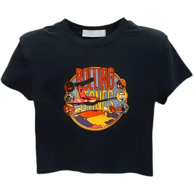 Black Rolling Stones T-Shirt Women Summer 2025