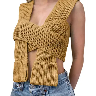 Green Knitted Tie-Up Bra for Women