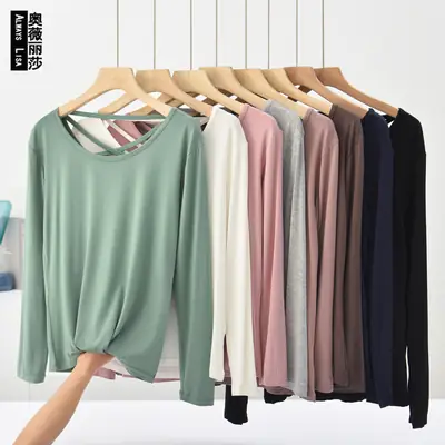 Women's Pink Modal Long Sleeve T-Shirt Large