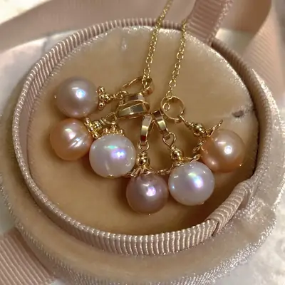 Natural Pearl Pendant Necklace Single Clavicle Chain Women's 2021 New Pink Purple Growth Thread