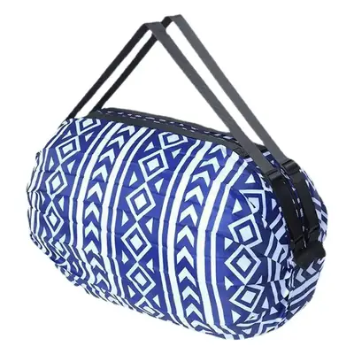 Portable Travel Bag Blue White Pattern Large Capacity