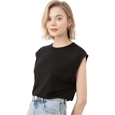 Women's Black Short Sleeve T-Shirt Cozy Life Loose Fit