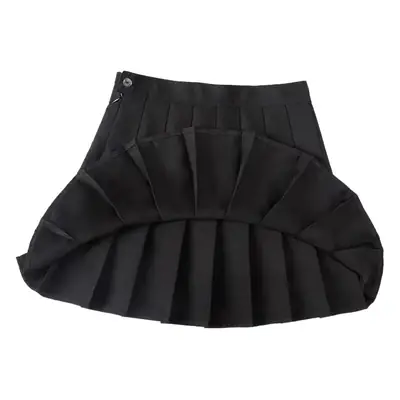 Women Pleated Miniskirt Black Summer No Bottoming