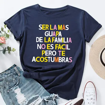 Women's Colorful Letter Print T-Shirt White