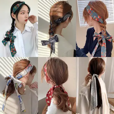 Women's Silk Scarf with "HER" Print & Ponytail Set