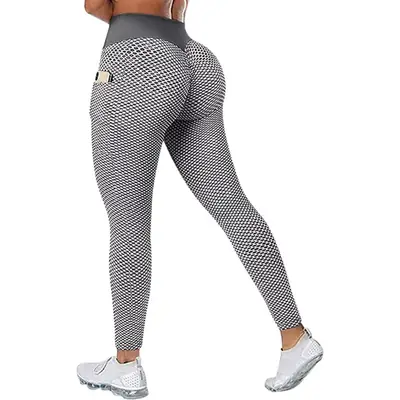 Blue Honeycomb High Waist Yoga Pants Large