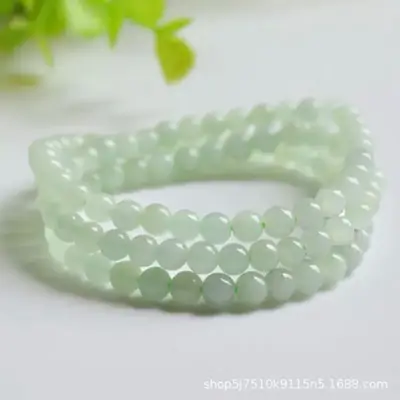 Guan Yu Jade Bead Chain Necklace 6mm Three Color