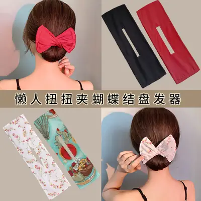 Red Lazy Twist Hair Curler Bow for Women