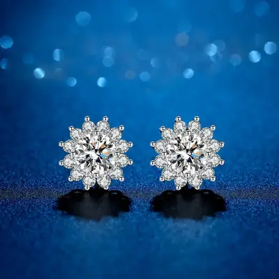 Moissanite Sunflower Earrings for Girls & Women