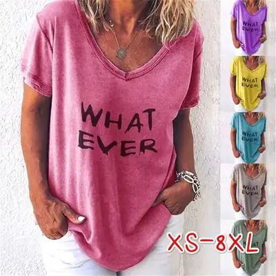 2024 Summer Women's Letter Printed Crewneck T-Shirt