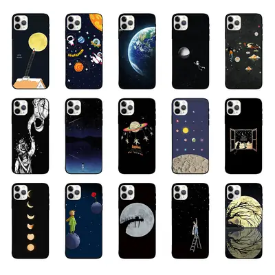 Starry Sky Mobile Case for Apple 14 Promax Black Moon Theme