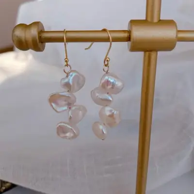 Small Pearl Earrings Baroque Style S925 Silver