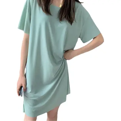 2024 Summer Women's Pink Long Dress Loose Casual Home Wear