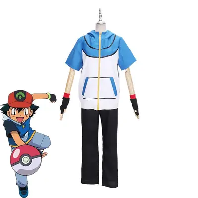 Pokemon Cosplay Suit Blue White Shorts Cap Hat