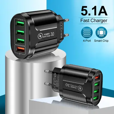 4USB Fast Charger 5.1A QC3.0 Multi Port