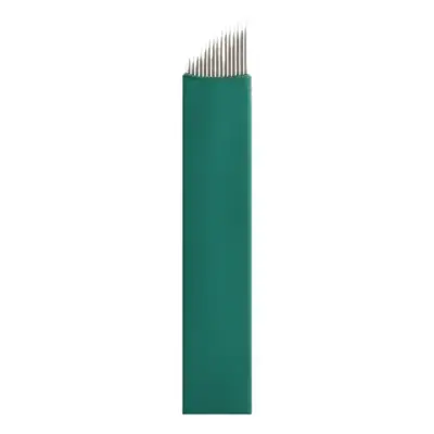 Green 16-Point Leather Eyebrow Needle for Precision Embroidery