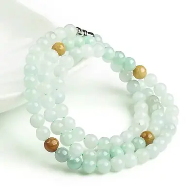 Guan Yu Natural Grade Jade Necklace 6mm Green