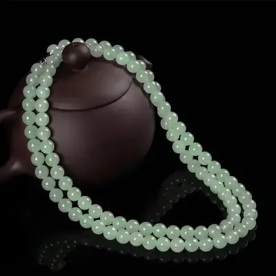 Guan Yu Jade Necklace 8mm Three Color Beads Wholesale