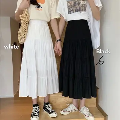 White High-Waisted Long Skirt for Women