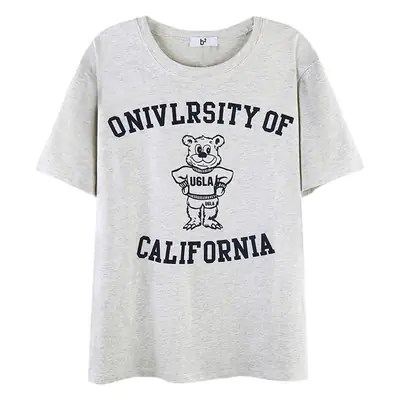 2025 Korean Chic Bear Print T-Shirt Women Loose Summer