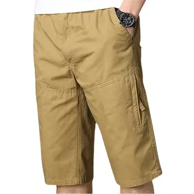 Men's Military Green Cotton Shorts Middle Length
