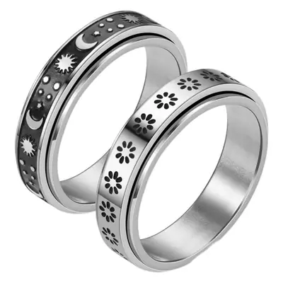 Titanium Steel Petal Ring for Women, Anti-Anxiety, Rotating