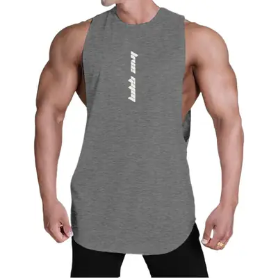 Men's Gray Sleeveless Summer Vest with Wide Shoulder
