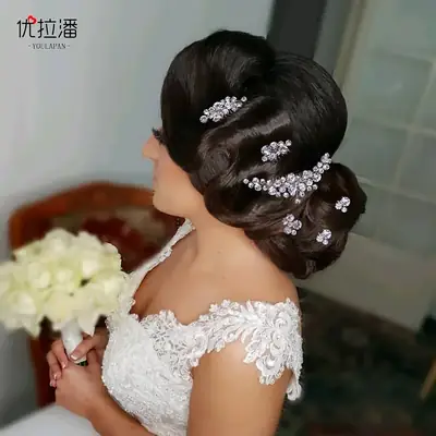 Youlapan Hp387 European and American Bridal Rhinestone Hair Accessories Hairpin Handmade Wedding Accessories Hair Comb Insert Comb Headdress Set