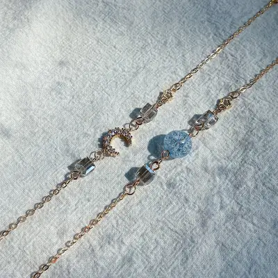 Golden Rhinestone Moon Glasses Chain for Women