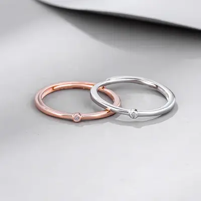 S925 Sterling Silver & Rose Gold Open Engraving Rings