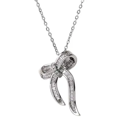 Cao Shi Bow Necklace with Square Zirconia for Women