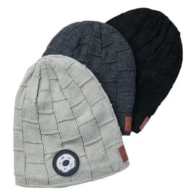 Dark Gray Wireless Bluetooth Headphone Hat for Night Running Camping