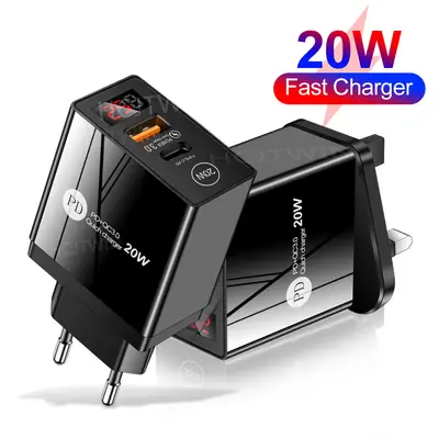 20W Fast Charging Mobile Phone Charger with Digital Display