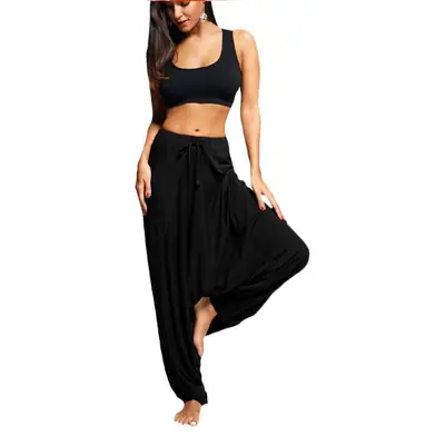 Black Loose Fit Harem Pants with Bra Top Set