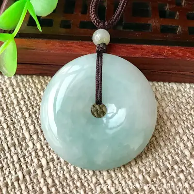 Guan Yu Jade Peace Pendant 30mm Natural Burmese