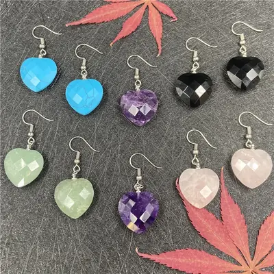 Amethyst Heart Earrings for Girls Pink Crystal Peach