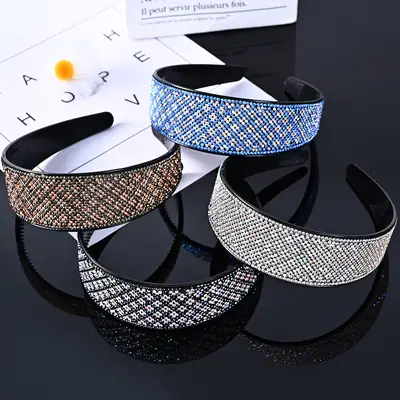 Full Diamond Rhinestone Wide Hoop Black White