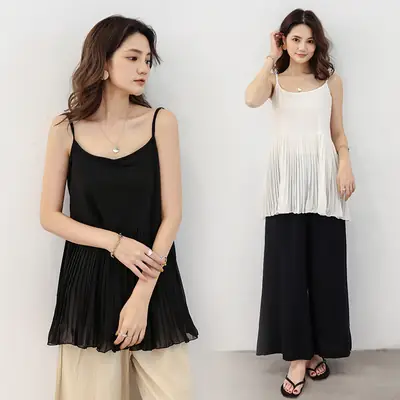White Pleated Cotton Top with Flared Skirt Set