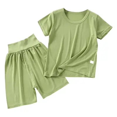 Modal Set with Face Mask, High-Waisted Belly-Protecting Loungewear, Boys' and Girls' Pajamas, Pure Cotton, Moisture-Wicking, for Toddlers and Children