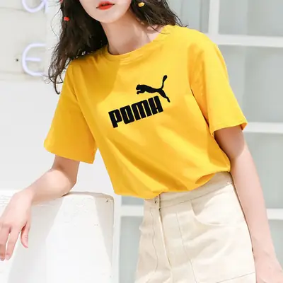 White Puma Logo T-Shirt Round Neck for Men Women