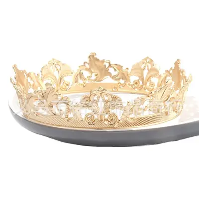 Gold Crown Hair Ornament for Men Women Unisex Prince Crown