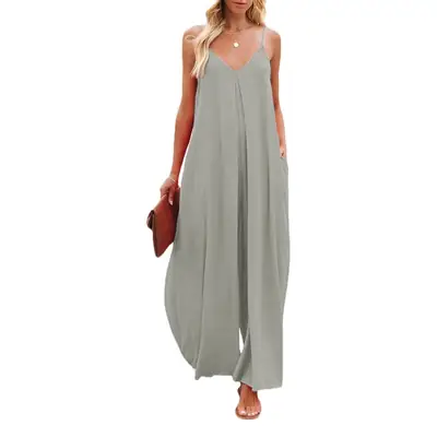 Women 2025 Summer Wide Leg Pants Pure Grey
