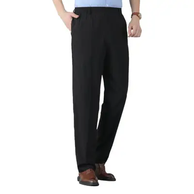 Ice Silk Elastic Waist Men Pants Summer Casual Loose Fit
