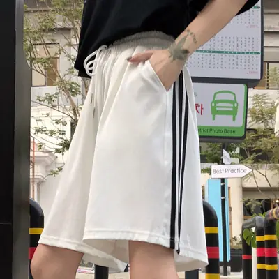 Women's White 2025 Shorts High Waist Loose Fit