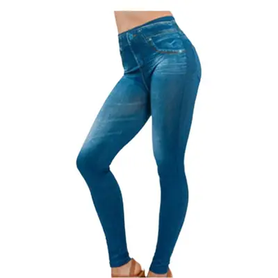 Women High Waist Denim Leggings 8-Size Blue