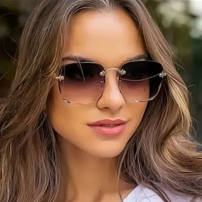 Korean Style Frameless Sunglasses UV-Proof Black